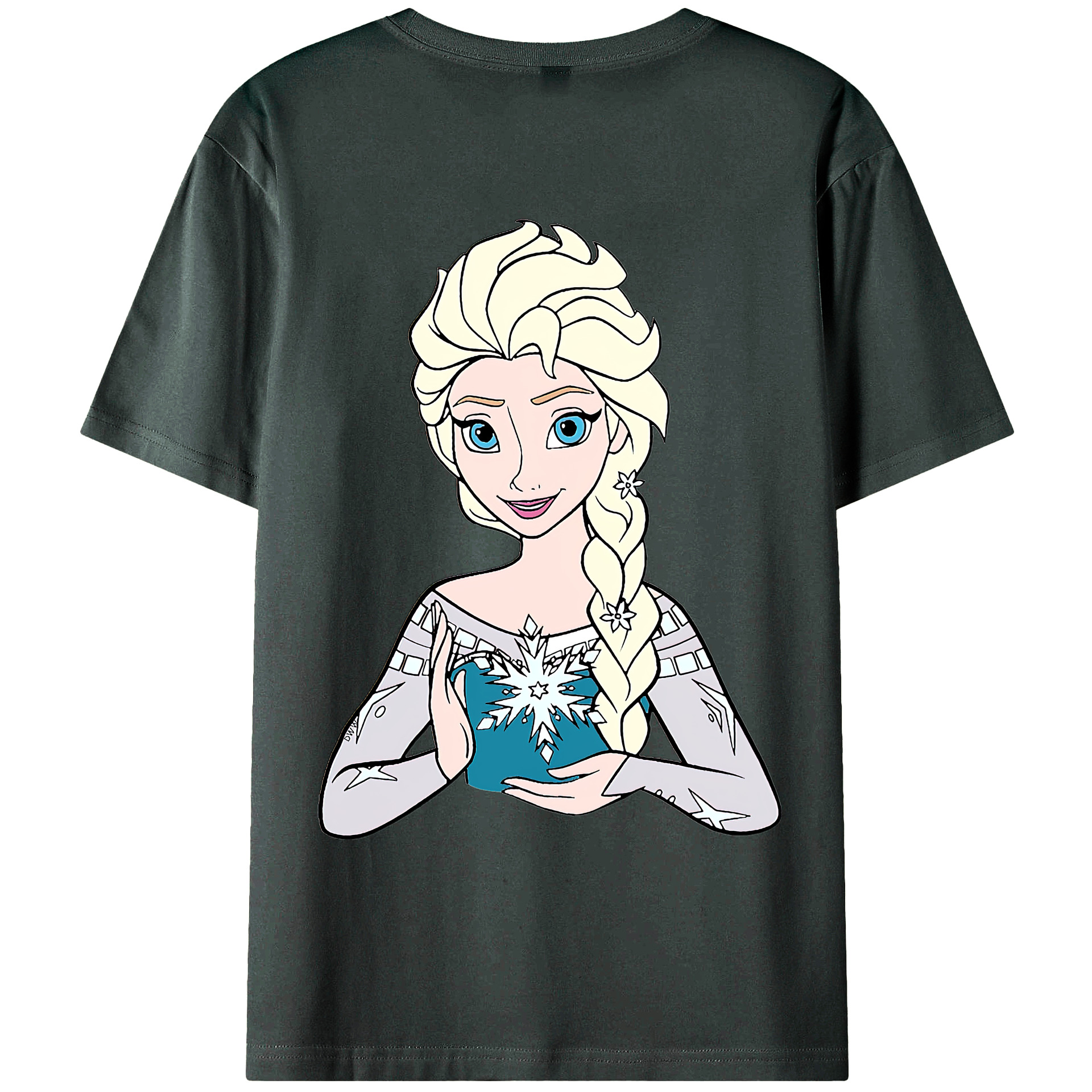（画像用） アナと雪の女王 アンナ エルサ Frozen Anna Elsa 綿100％ メンズ半袖Tシャツ（バックプリント） 通気性